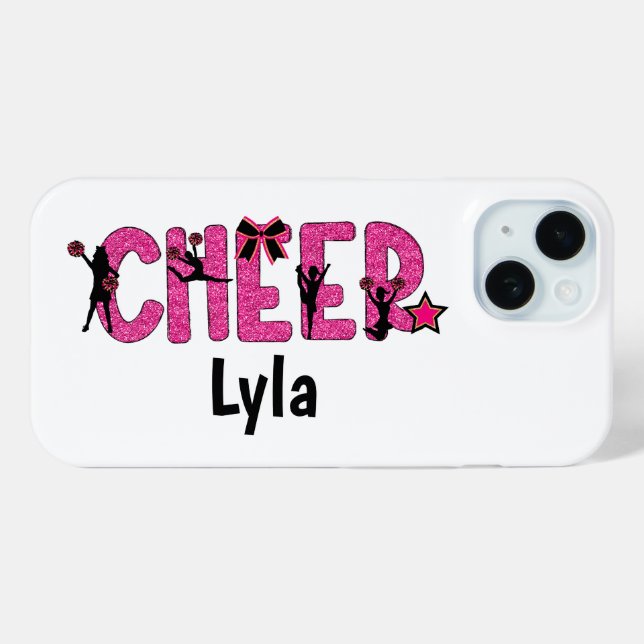 Cheerleader Cheer Pink Glitzer Personalisiert Case-Mate iPhone Hülle (Rückseite (Horizontal))