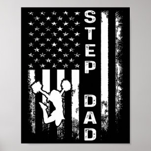 Cheerleader Cheer Step Papa Amerika Flagge Vintage Poster