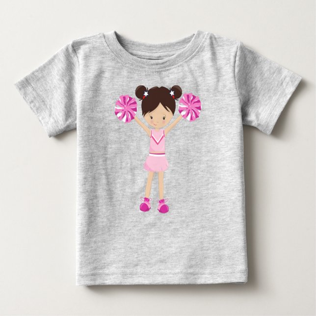 Cheerleader, Cheerleader, Niedliches Mädchen, brau Baby T-shirt (Vorderseite)