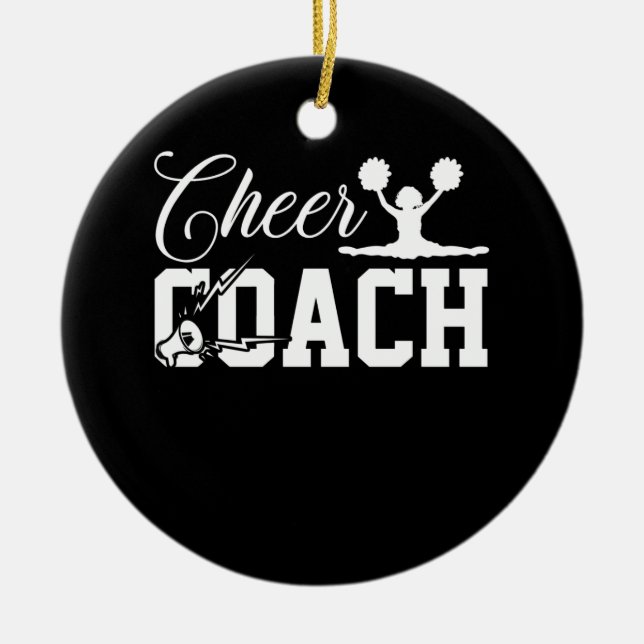 Cheerleader Cheerlealeder mit Megaphone Keramik Ornament (Vorne)