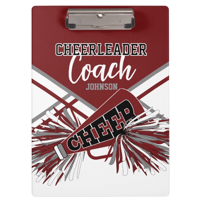 Cheerleader Coach - Maroon Red, Gary & White Klemmbrett (Vorderseite)