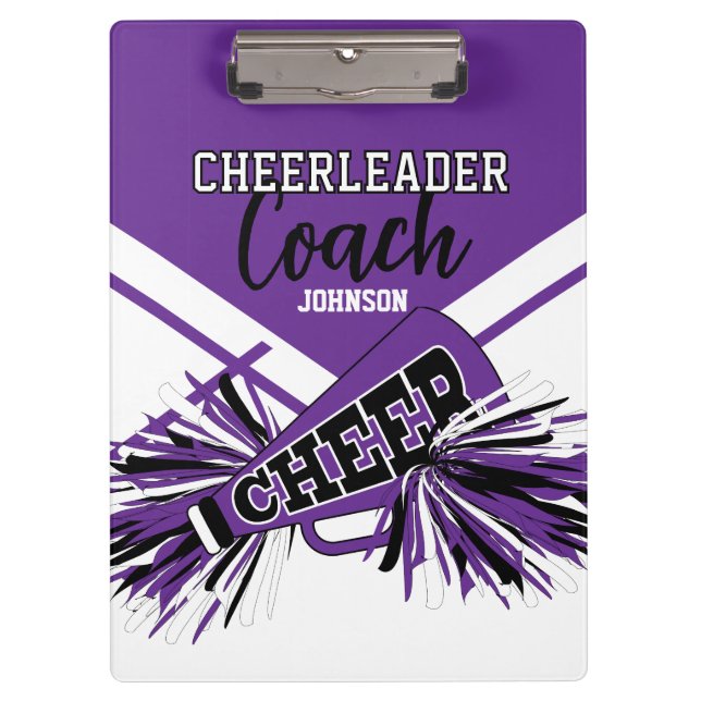 Cheerleader Coach - Purple, Black & White Klemmbrett (Vorderseite)