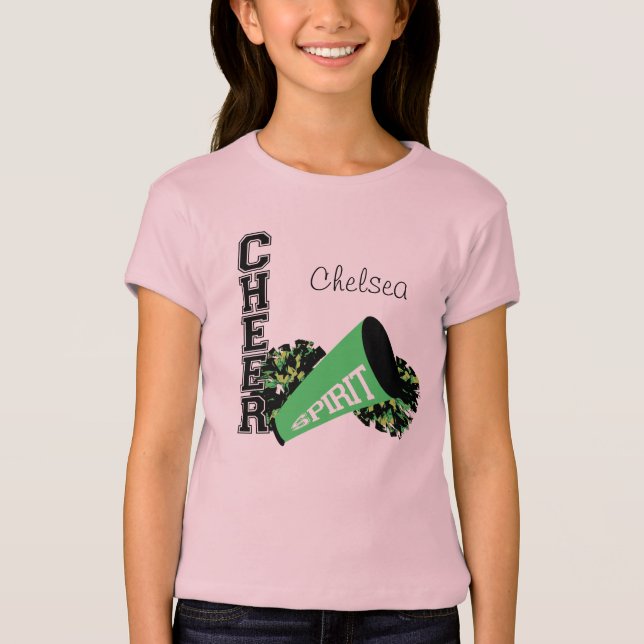 Cheerleader Customizable Green T-Shirt (Vorderseite)