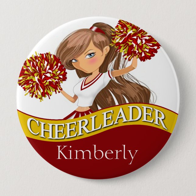 Cheerleader DIY wählen Ihr Gold der Schulfarbe | Button (Vorderseite)