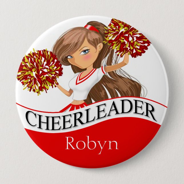 Cheerleader DIY wählen Ihr Rot der Schulfarbe | Button (Vorderseite)
