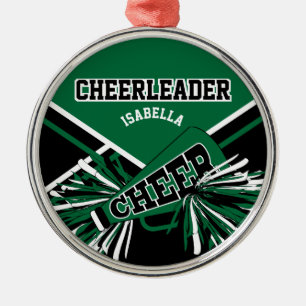 Cheerleader - dunkles Grün, Schwarzweiss Silbernes Ornament
