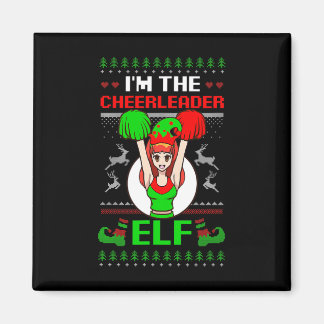 Cheerleader Elf Design Christmas Cheerleading Magnet