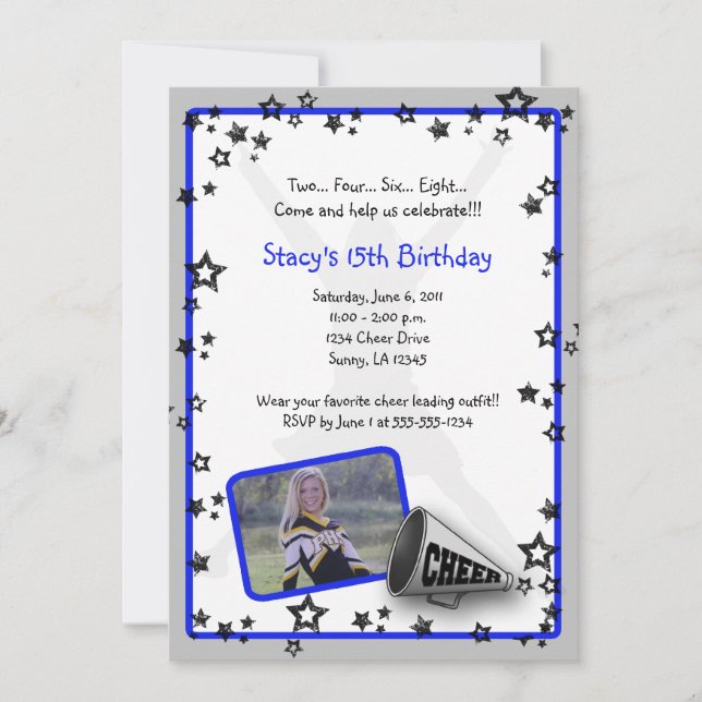Cheerleader Foto Einladung (Vorderseite)