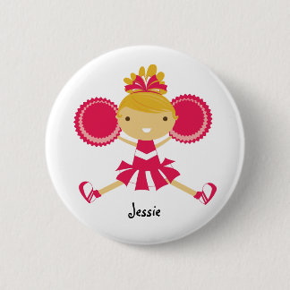 Cheerleader-Geburtstags-Party-Namen-Knopf KRW rosa Button