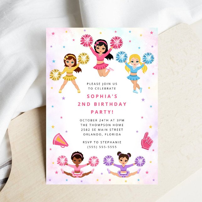 Cheerleader Girl Birthday Party Invitation Einladung (Von Creator hochgeladen)