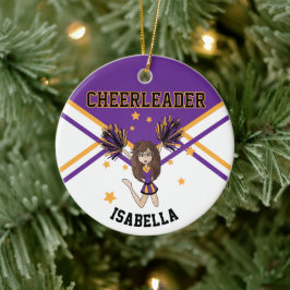 Cheerleader 📣 💖 Girl - Lila und Gold Keramik Ornament