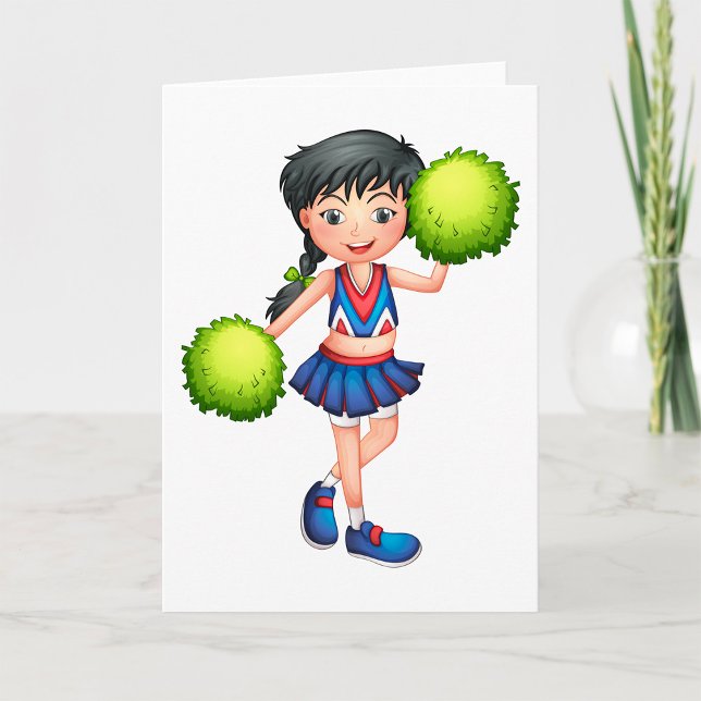 Cheerleader Girl mit Pom Poms Fun Sports Spirit Karte (Von Creator hochgeladen)