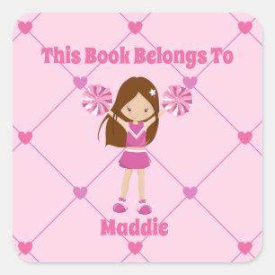 Cheerleader Girl Niedlich Custom Dieses Buch gehör Quadratischer Aufkleber