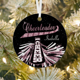 Cheerleader 📣 💖 Glam - Schwarz und Rosa 2 Ornament Aus Metall