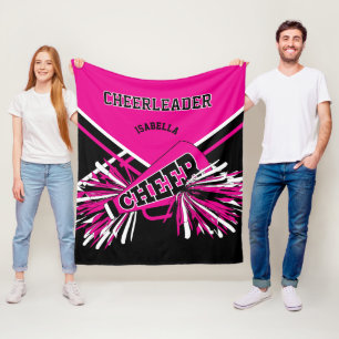 Cheerleader  - Hot Pink, Weiß & Schwarz Fleecedecke