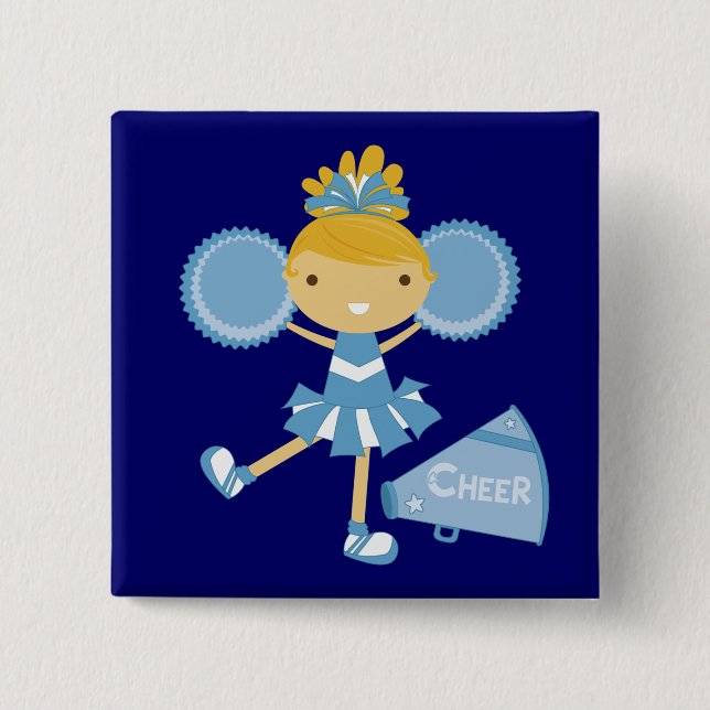 Cheerleader im Blau Button (Vorderseite)