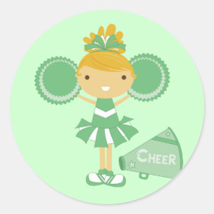 Cheerleader im Grün Runder Aufkleber