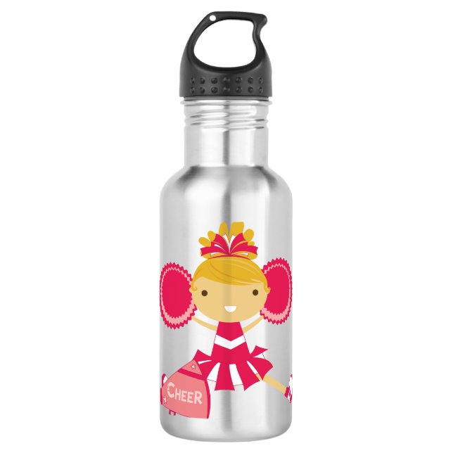 Cheerleader im Rot Edelstahlflasche (Vorderseite)