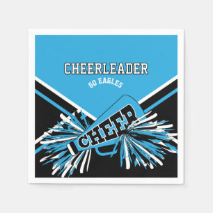 Cheerleader in Babyblau, Weiß und Schwarz Serviette