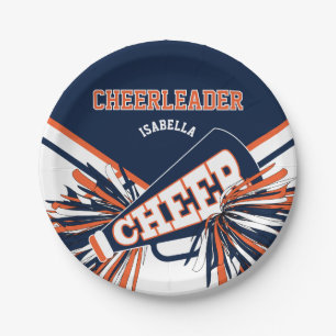 Cheerleader in Blue, Orange, White Pappteller