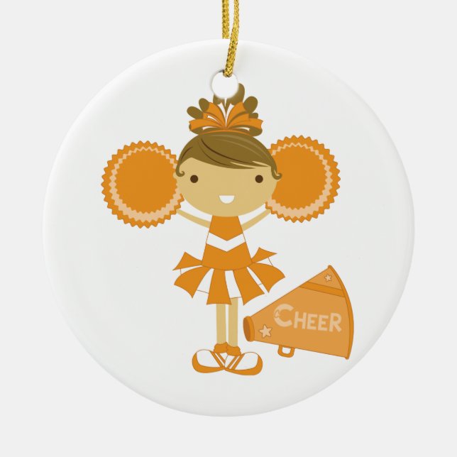 Cheerleader in der Orange Keramik Ornament (Vorne)