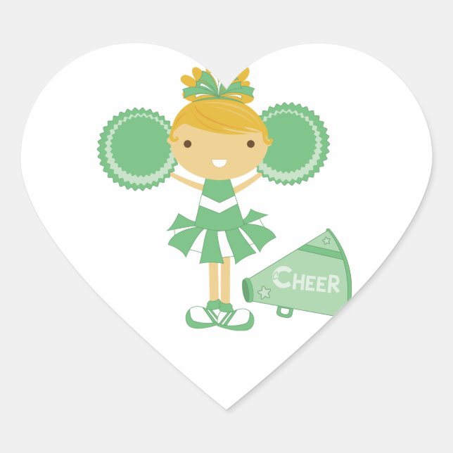 Cheerleader in Green Herz-Aufkleber (Vorderseite)