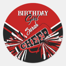 Cheerleader in Rot, Schwarz und Weiß