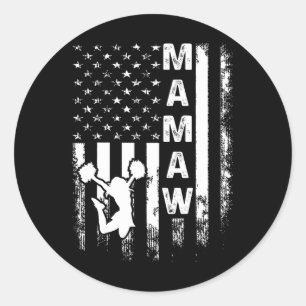 Cheerleader Jubel Mamaw Amerika Flagge Vintage Wei Runder Aufkleber