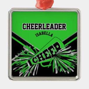 Cheerleader - Lime Green, Black und Silver Ornament Aus Metall