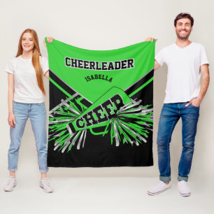 📣 Cheerleader - Lime Green, Silver & Black 2 Fleecedecke