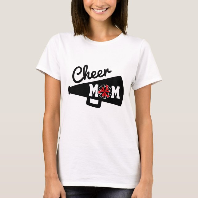 Cheerleader Mama Schwarz-weiß Red T-Shirt (Vorderseite)
