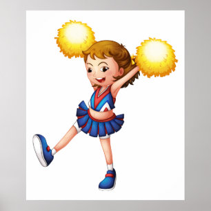 Cheerleader mit gelben Poms Poster
