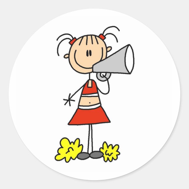 Cheerleader mit Megaphone Runder Aufkleber (Vorderseite)