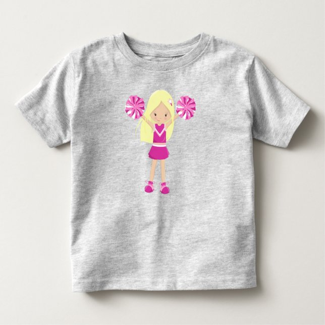 Cheerleader, Niedlich Girl, Blonde Hair, Cheerlead Kleinkind T-shirt (Vorderseite)