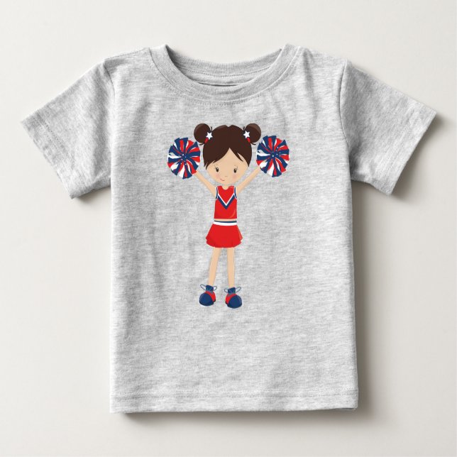 Cheerleader, Niedlich Girl, Braunhaar, Cheerleader Baby T-shirt (Vorderseite)
