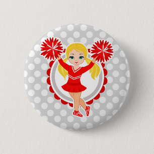 Cheerleader - Niedlich Red Blonde Cheer Button