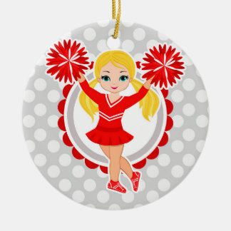 Cheerleader - Niedlich Red Blonde Cheer Keramik Ornament