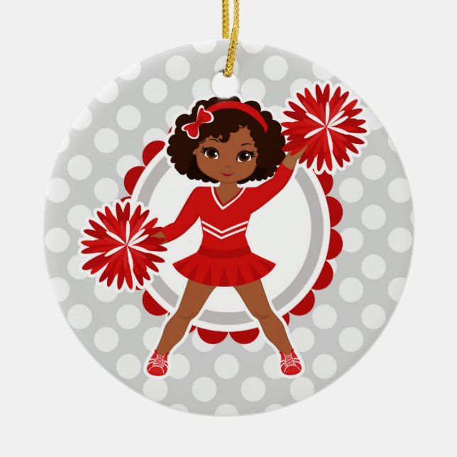 Cheerleader - Niedlicher amerikanischer Cheerleade Keramik Ornament (Vorne)