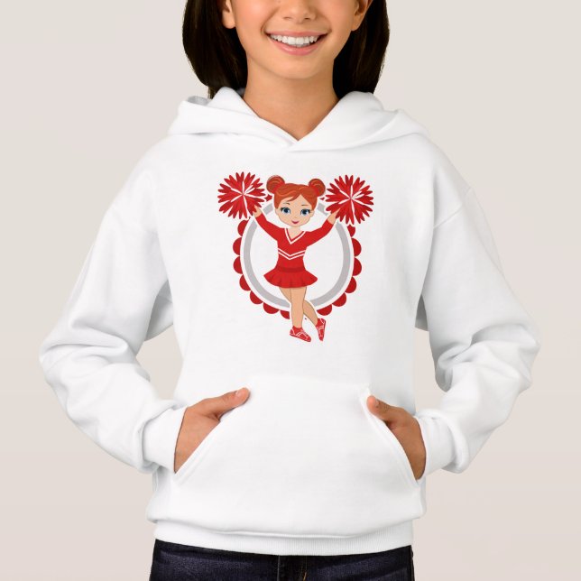 Cheerleader - Niedlicher Red Redhead Cheer Hoodie (Vorderseite)