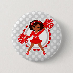 Cheerleader - niedlicher roter afrikanischer button