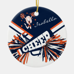 Cheerleader - Orange, White and Navy Blue Keramik Ornament