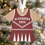 Cheerleader Outfit Varsity Team Uniform Maroon Ornament<br><div class="desc">Cheerleader Outfit Varsity Team Uniform Ornament. Dieses Juerleader-Ornament ist perfekt für jeden,  der im Schulsport jubelt oder Lieben sportlich jubeln. Personalisieren Sie dieses individuelle Design mit Ihrem eigenen Namen und Jahr.</div>