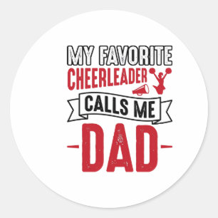 Cheerleader Papa Vintage Engraving Shirt Design_1 Runder Aufkleber