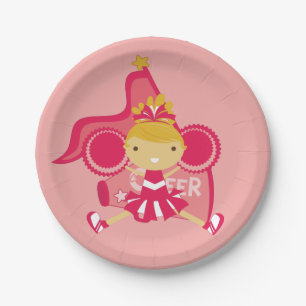 Cheerleader-Party-Papier-Teller KRW rosa Pappteller