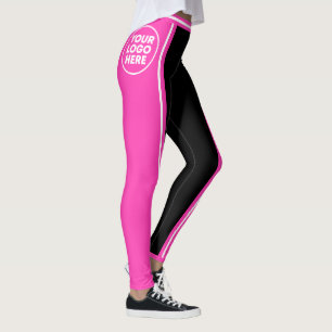Cheerleader Pink Black Wide Stride Foto Logo Leggings