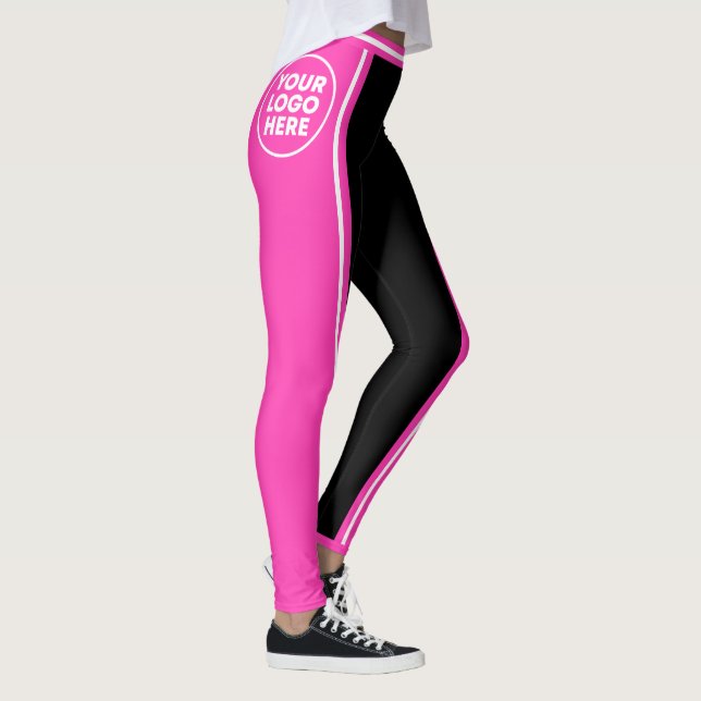 Cheerleader Pink Black Wide Stride Foto Logo Leggings (Rechts)