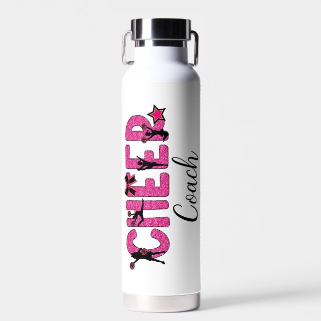 Cheerleader Pink Glitzer Personalisiert Trinkflasche (Vorne)