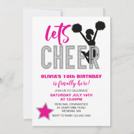 Cheerleader Pink Silver Black Cheer Geburtstag Einladung