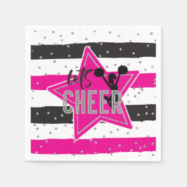 Cheerleader Pink Silver Black Cheer Geburtstag Serviette