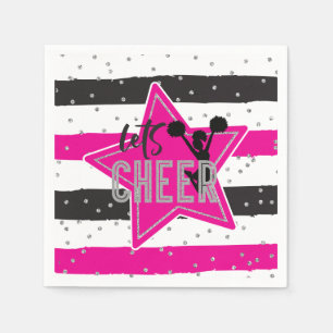 Cheerleader Pink Silver Black Cheer Geburtstag Serviette